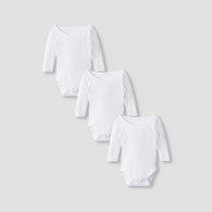Juniors Plain Bodysuit with Round Neck and Long Sleeves - Set of 3-undefined-image-1