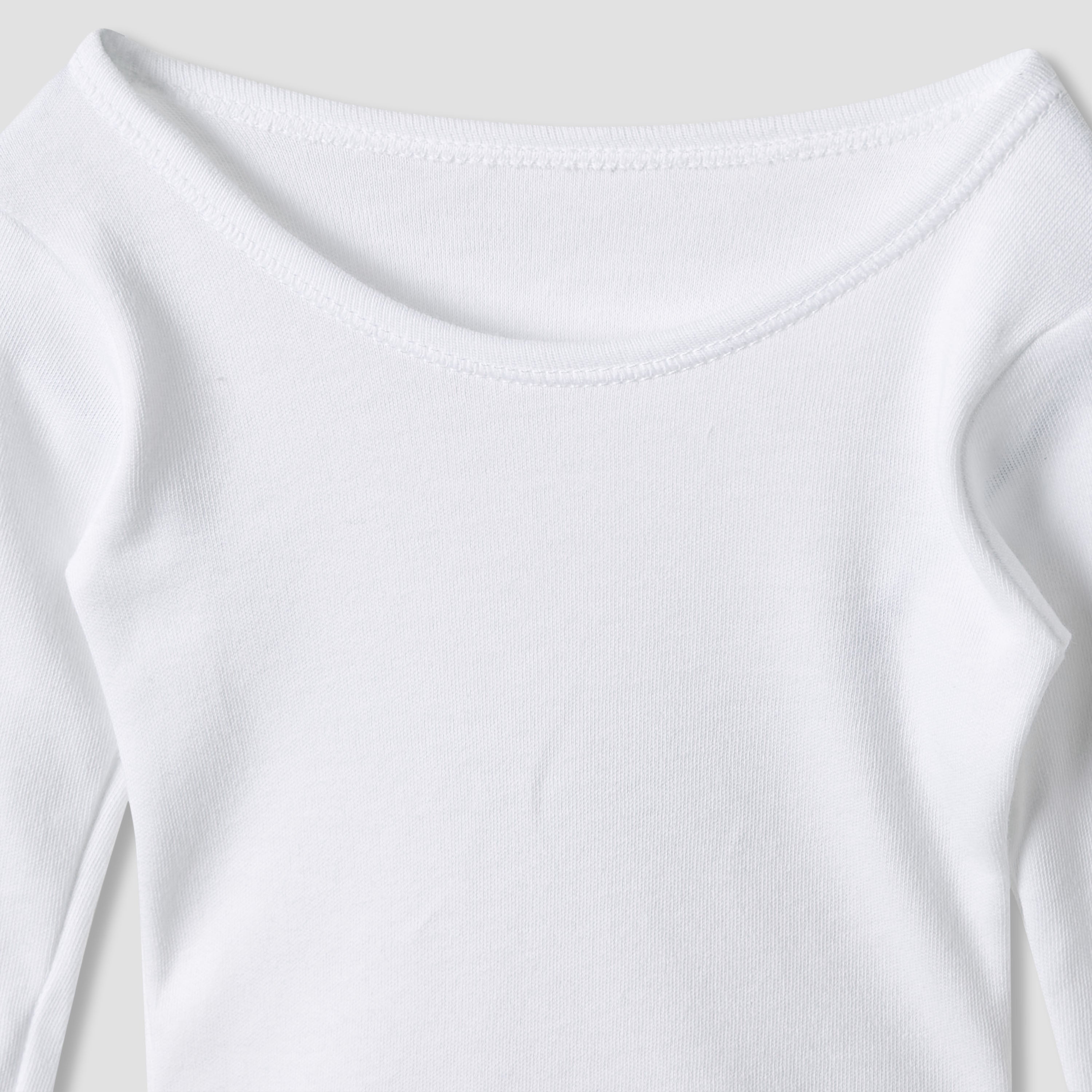 Juniors Plain Bodysuit with Round Neck and Long Sleeves - Set of 3