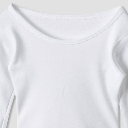 Juniors Plain Bodysuit with Round Neck and Long Sleeves - Set of 3