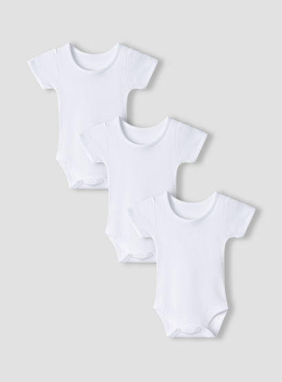 Juniors Short Sleeves Bodysuit with Snap Button Closure - Set of 3-baby-boys-clothing-multipacks-image-1