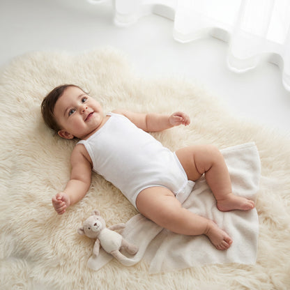 Juniors Solid Sleeveless Bodysuit with Button Closure - White / 12-18 mths