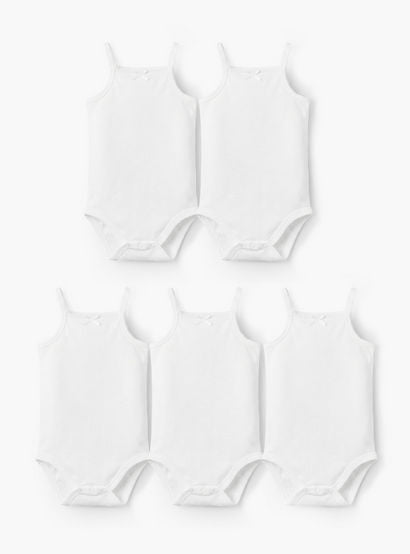 Juniors Solid Sleeveless Bodysuit - Set of 5-baby-girls-clothing-bodysuits-image-1
