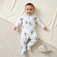 Disney Cotton Sailor Neck Long Sleeves Sleepsuit with Mickey Mouse Print-undefined-image-1