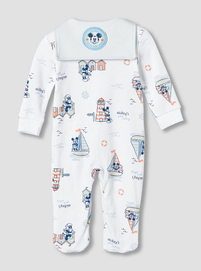 Disney Cotton Sailor Neck Long Sleeves Sleepsuit with Mickey Mouse Print-baby-boys-clothing-nightwear-sleepsuits-image-3