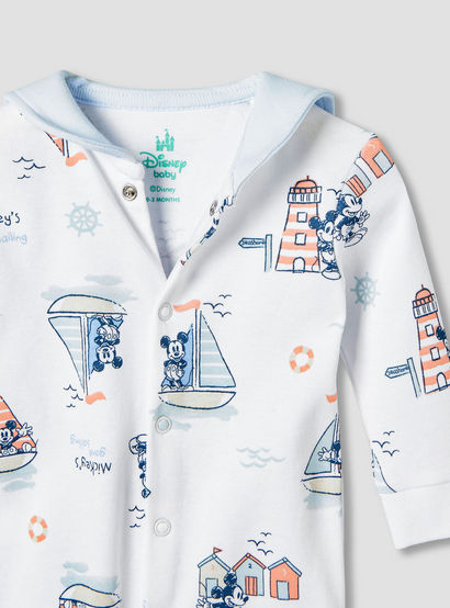 Disney Cotton Sailor Neck Long Sleeves Sleepsuit with Mickey Mouse Print-baby-boys-clothing-nightwear-sleepsuits-image-4