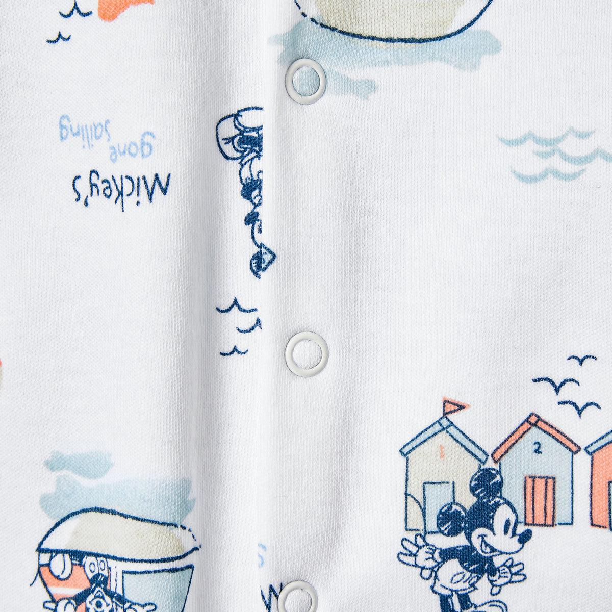 Disney Cotton Sailor Neck Long Sleeves Sleepsuit with Mickey Mouse Print
