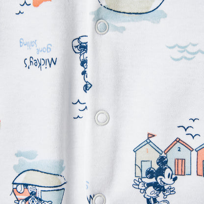Disney Cotton Sailor Neck Long Sleeves Sleepsuit with Mickey Mouse Print