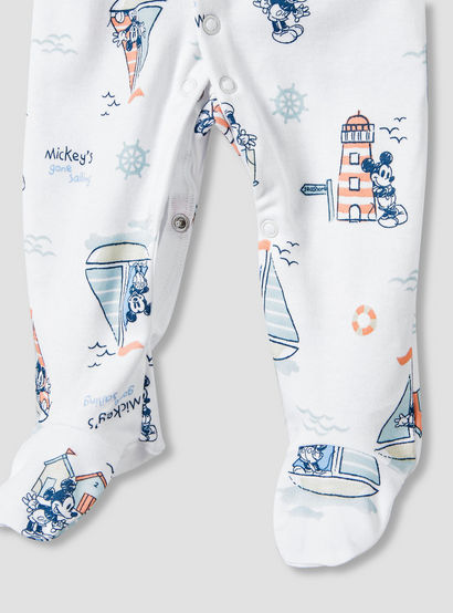 Disney Cotton Sailor Neck Long Sleeves Sleepsuit with Mickey Mouse Print-baby-boys-clothing-nightwear-sleepsuits-image-6