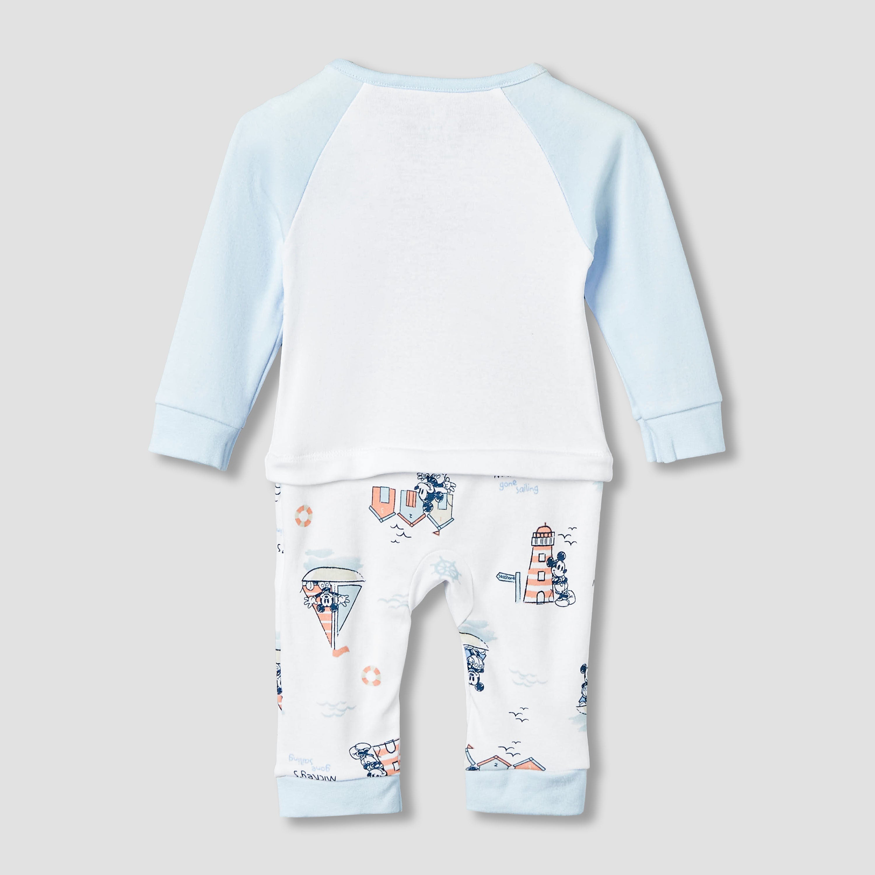 Disney Cotton Long Sleeves Sleepsuit with Mickey Mouse Print