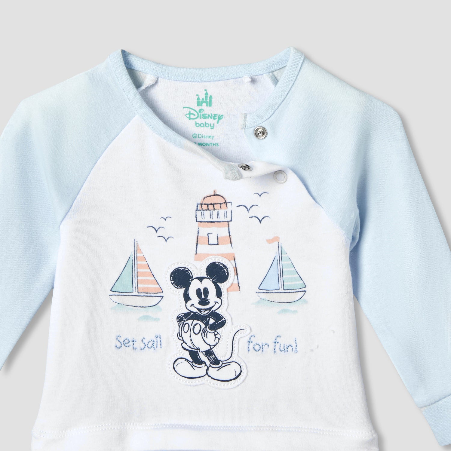 Disney Cotton Long Sleeves Sleepsuit with Mickey Mouse Print
