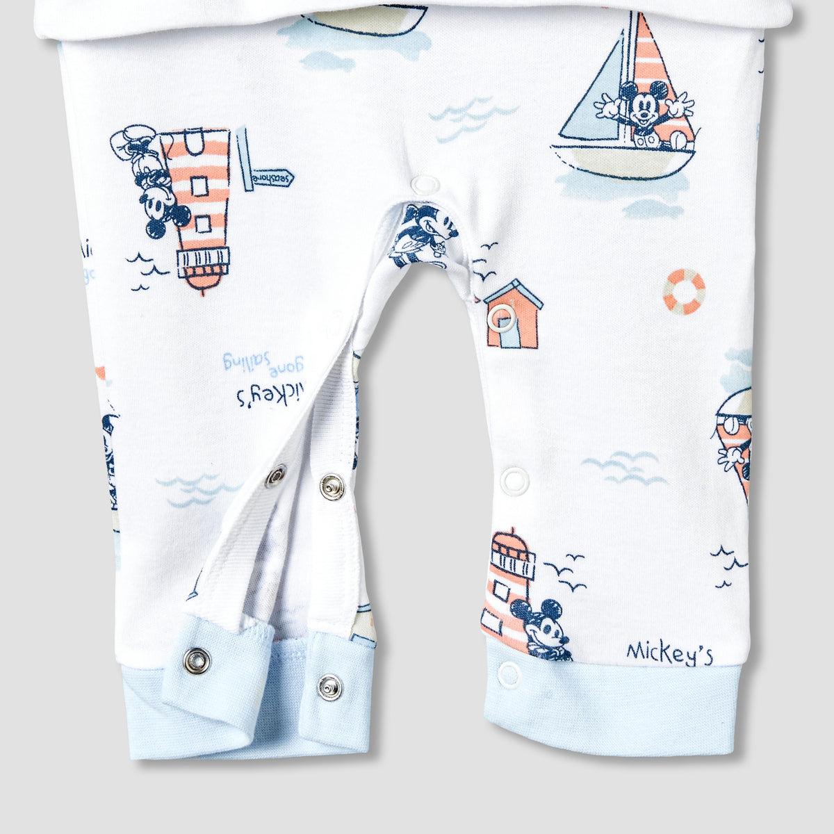 Disney Cotton Long Sleeves Sleepsuit with Mickey Mouse Print