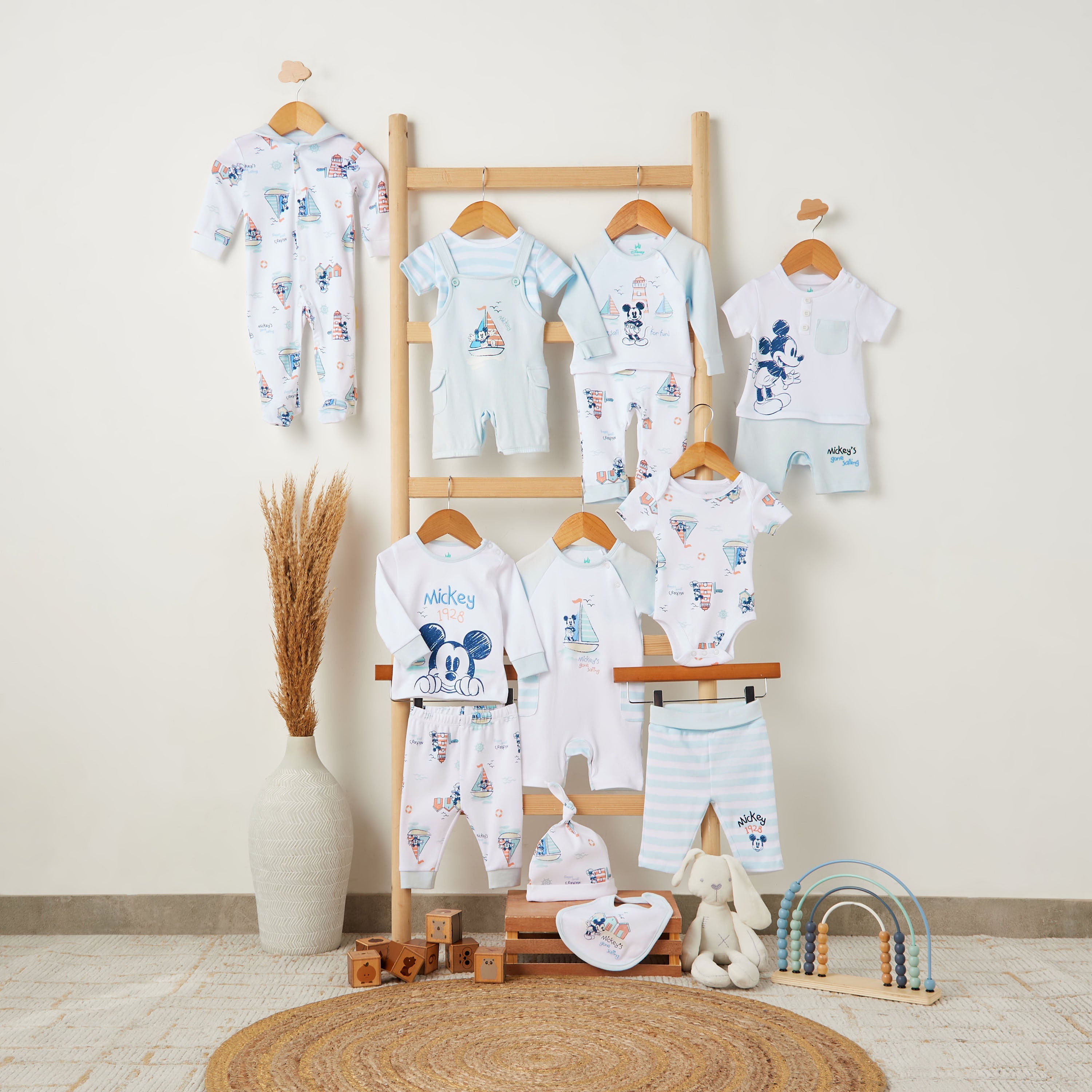 Disney Cotton Long Sleeves Sleepsuit with Mickey Mouse Print