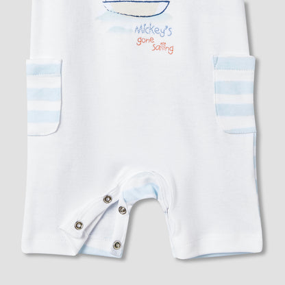 Disney Round Neck Short Sleeves Romper with Mickey Mouse Print