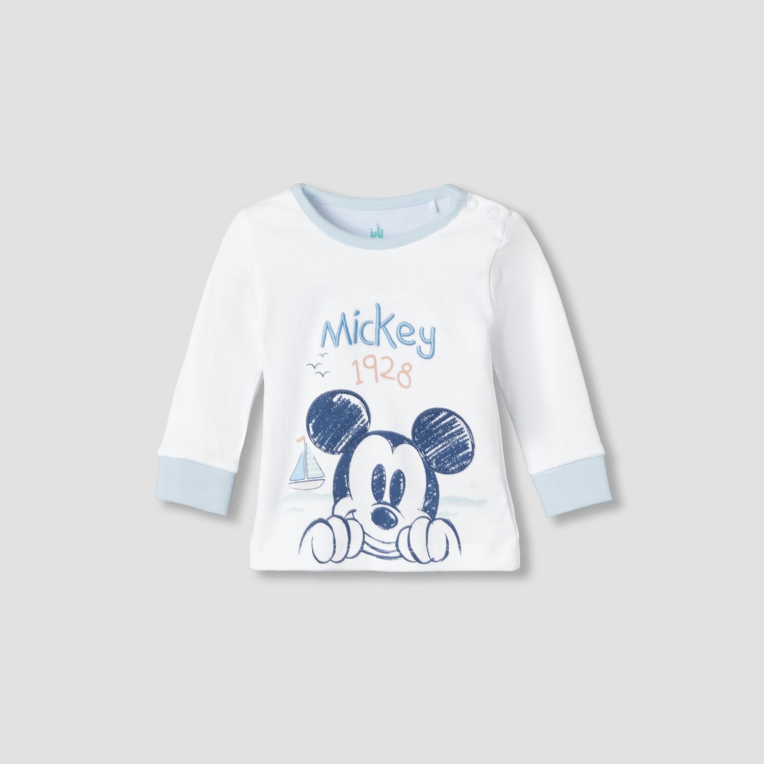 Disney Cotton Round Neck Long Sleeves Pyjama Set with Mickey Mouse Print