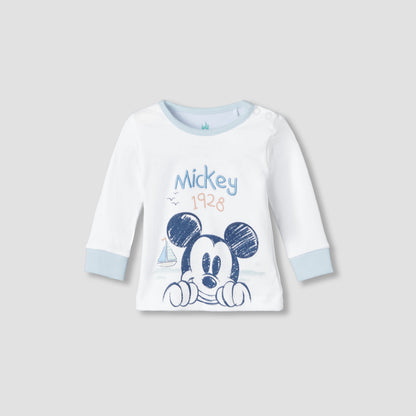 Disney Cotton Round Neck Long Sleeves Pyjama Set with Mickey Mouse Print