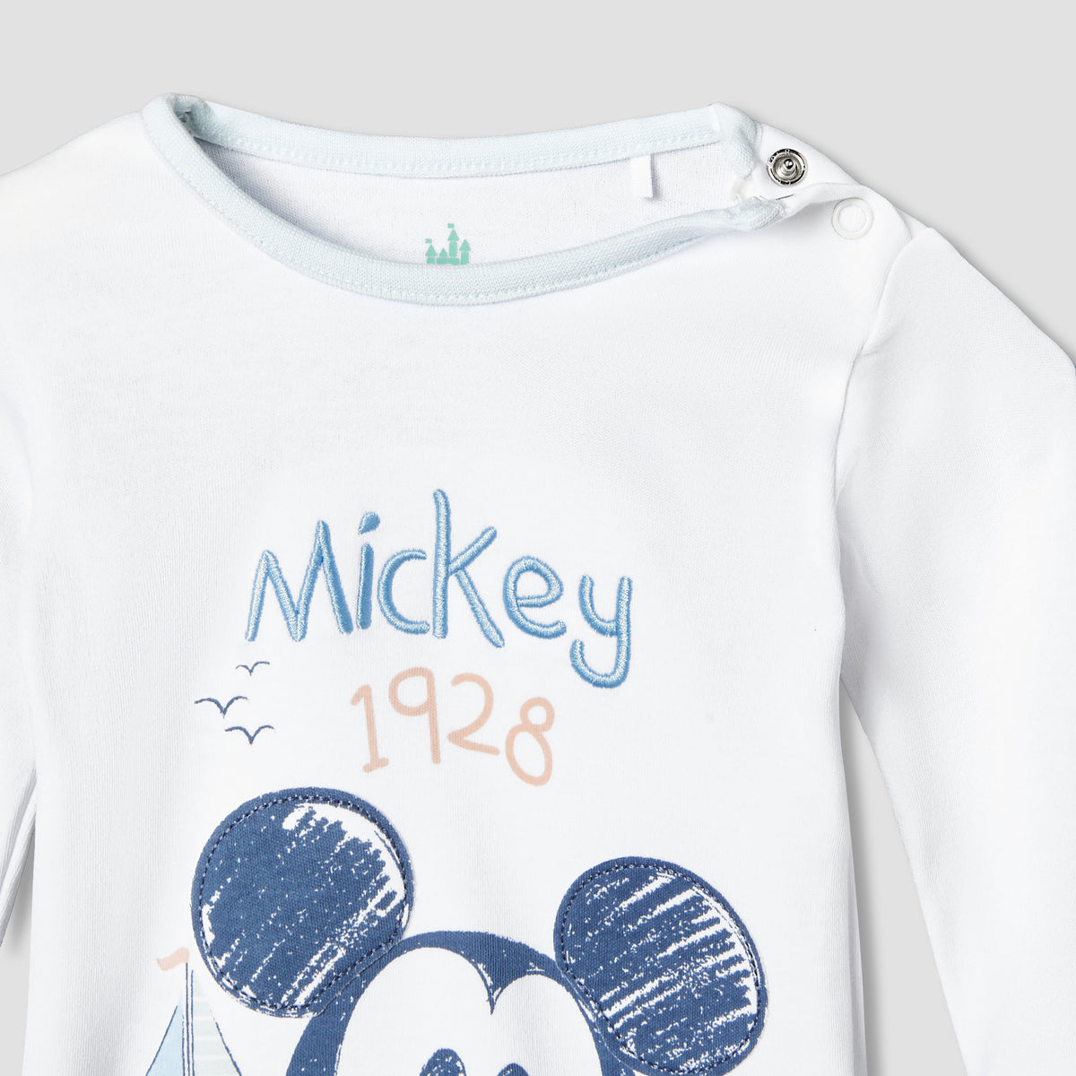 Disney Cotton Round Neck Long Sleeves Pyjama Set with Mickey Mouse Print
