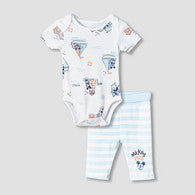 Disney Round Neck Short Sleeves Bodysuit and Leggings with Mickey Mouse Graphic Print-undefined-image-1