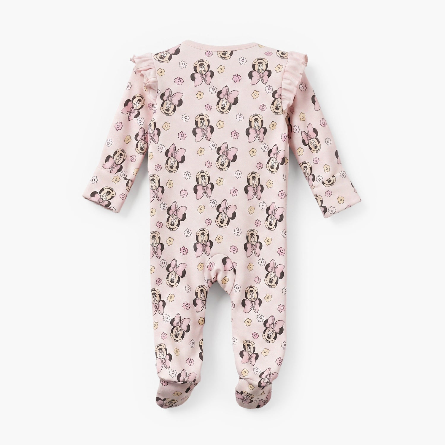 Disney Cotton Crew Neck Long Sleeves Sleepsuit with Minnie Mouse Print