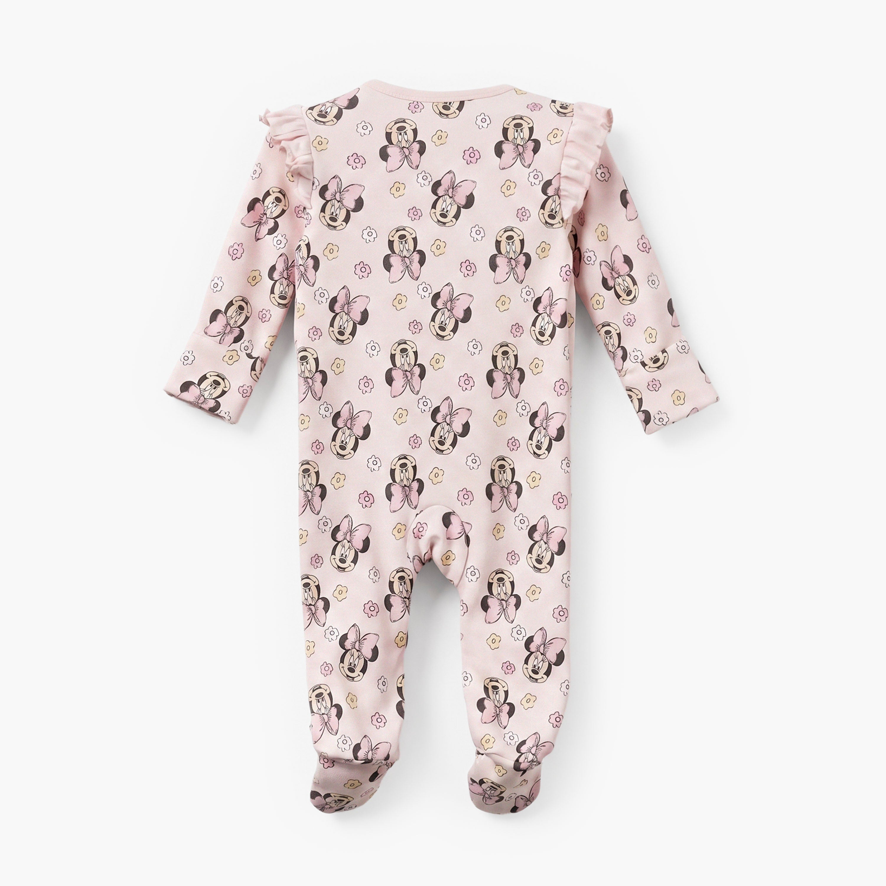 Disney Cotton Crew Neck Long Sleeves Sleepsuit with Minnie Mouse Print