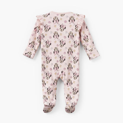 Disney Cotton Crew Neck Long Sleeves Sleepsuit with Minnie Mouse Print