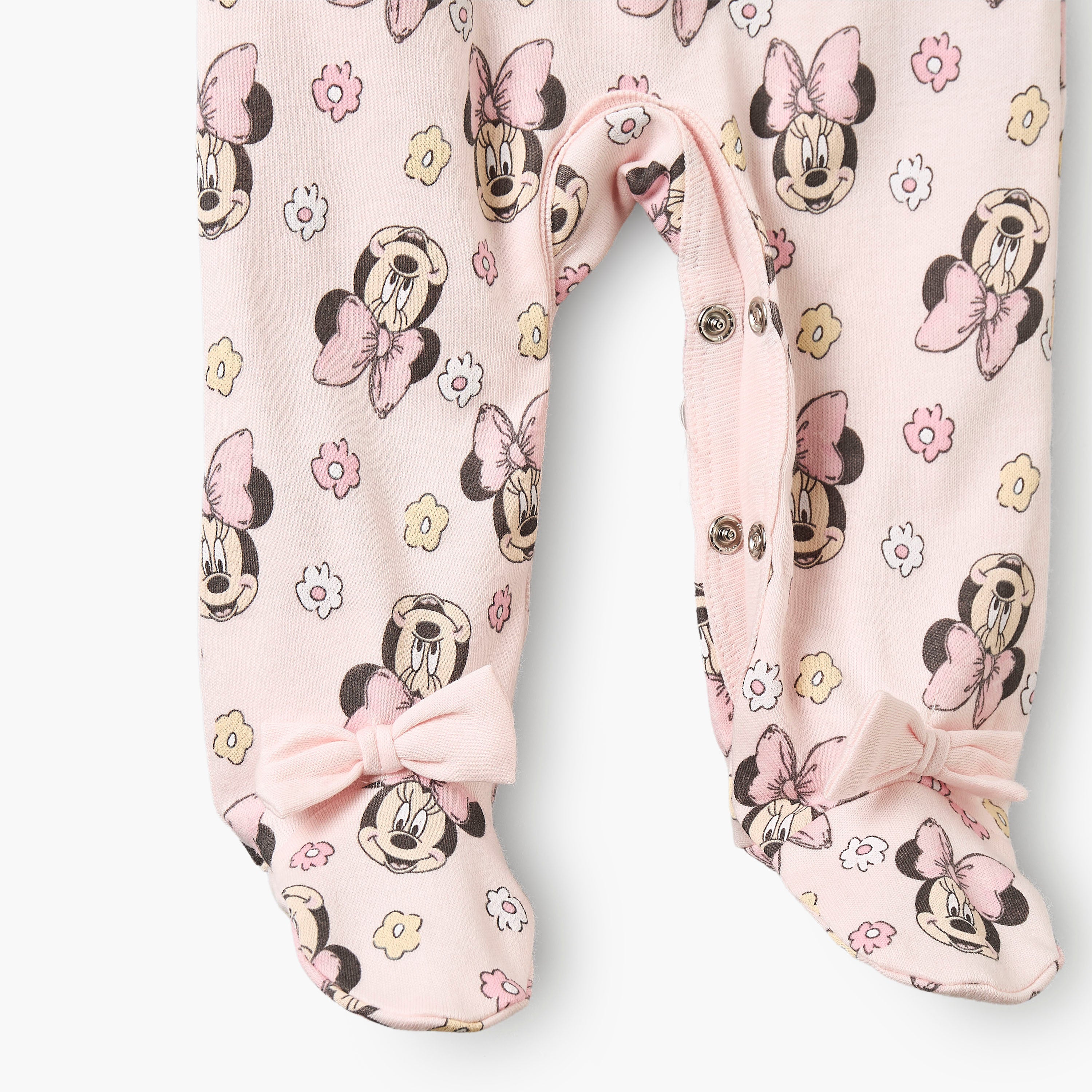Disney Cotton Crew Neck Long Sleeves Sleepsuit with Minnie Mouse Print