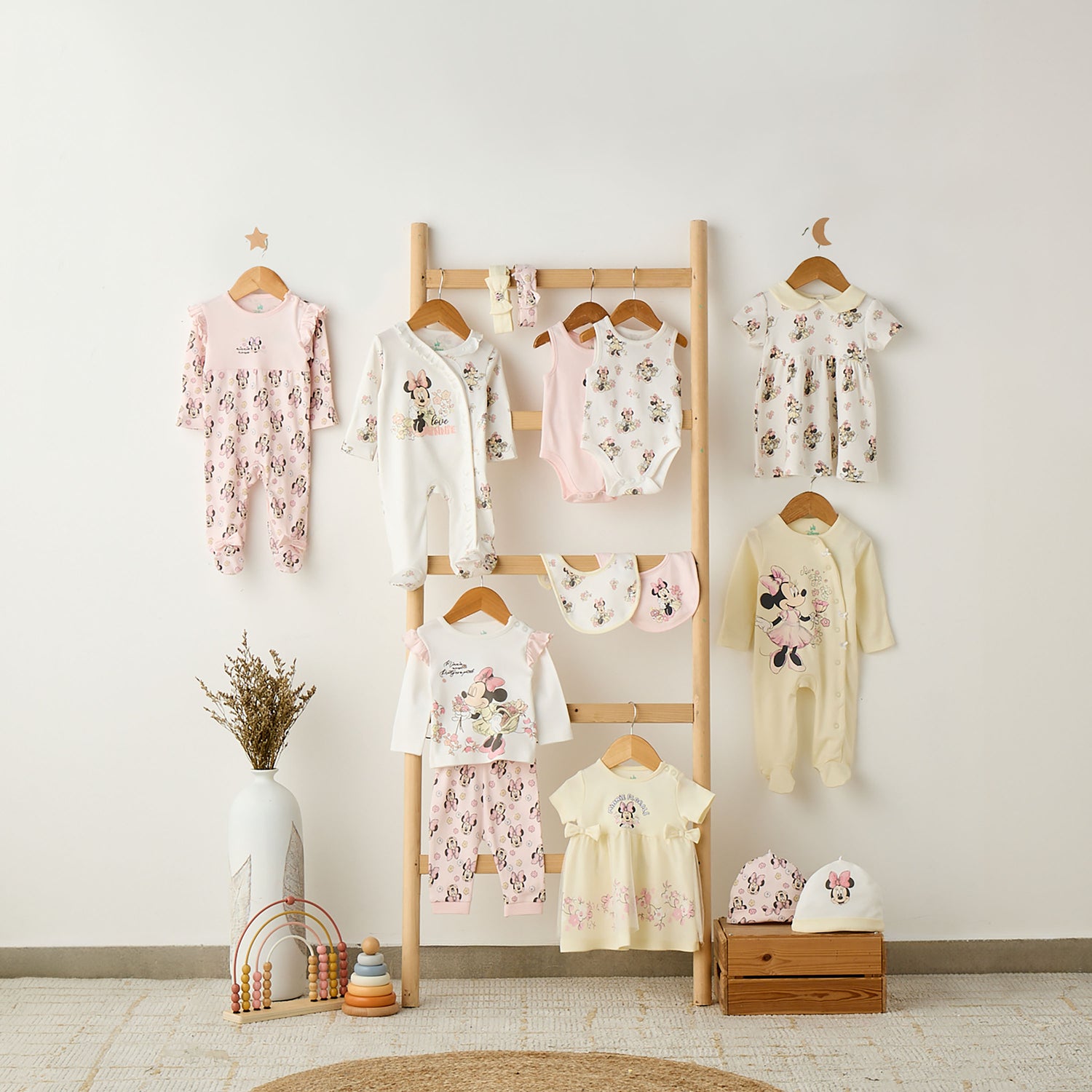 Disney Cotton Crew Neck Long Sleeves Sleepsuit with Minnie Mouse Print