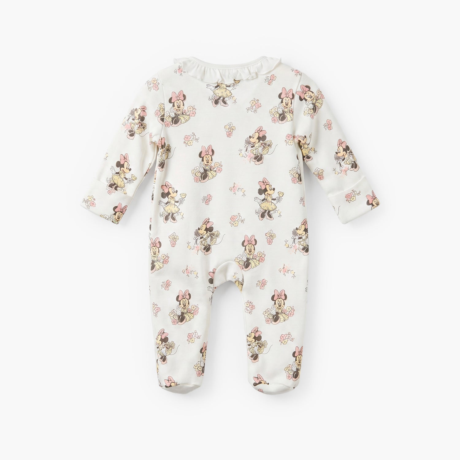 Disney Cotton Crew Neck Long Sleeves Sleepsuit with Minnie Mouse Print