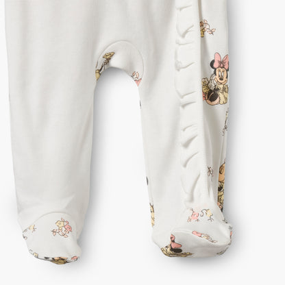 Disney Cotton Crew Neck Long Sleeves Sleepsuit with Minnie Mouse Print