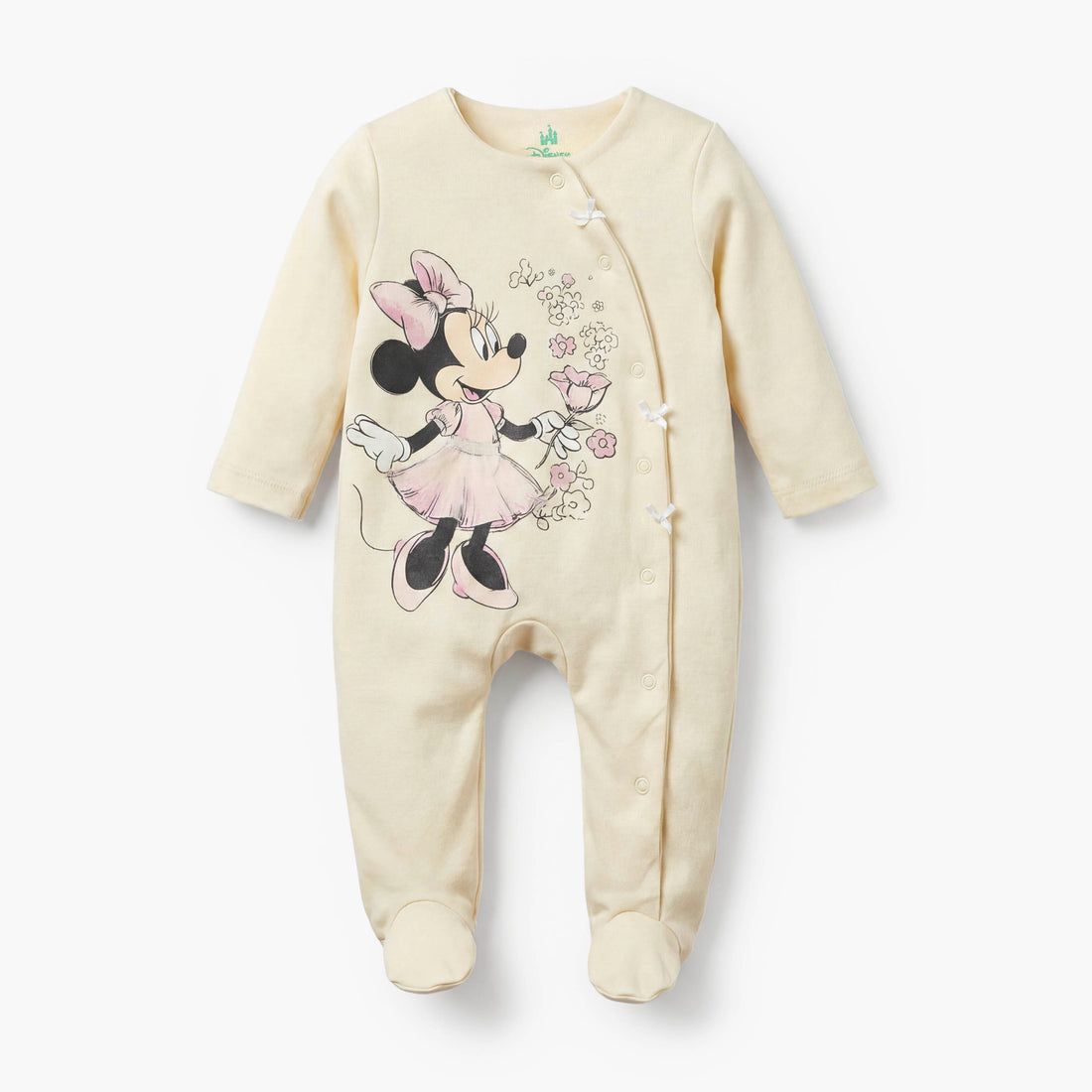 Disney Cotton Crew Neck Long Sleeves Sleepsuit with Minnie Mouse Print - Yellow / 9-12 mths