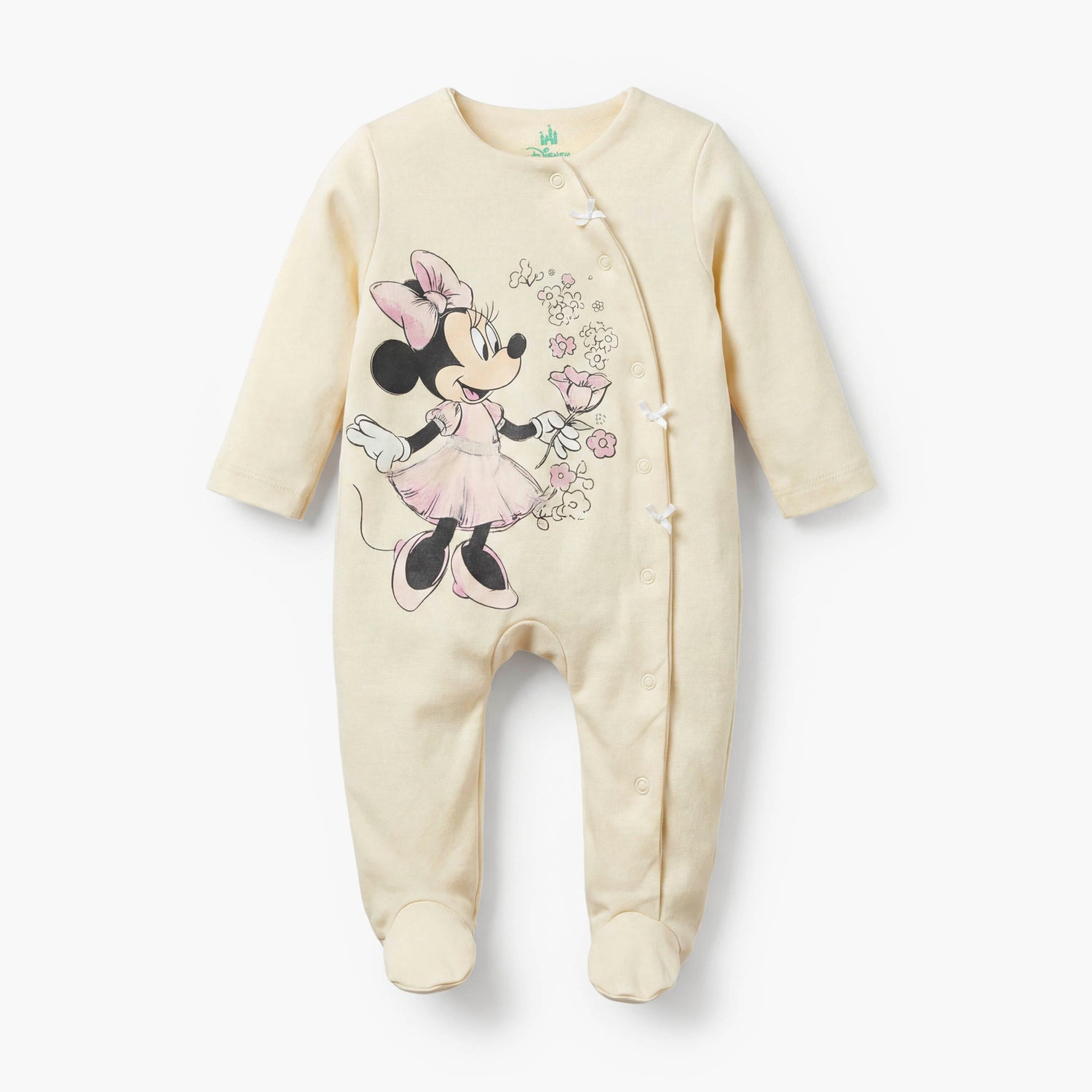 Disney Cotton Crew Neck Long Sleeves Sleepsuit with Minnie Mouse Print - Yellow / 9-12 mths