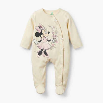Disney Cotton Crew Neck Long Sleeves Sleepsuit with Minnie Mouse Print - Yellow / 9-12 mths