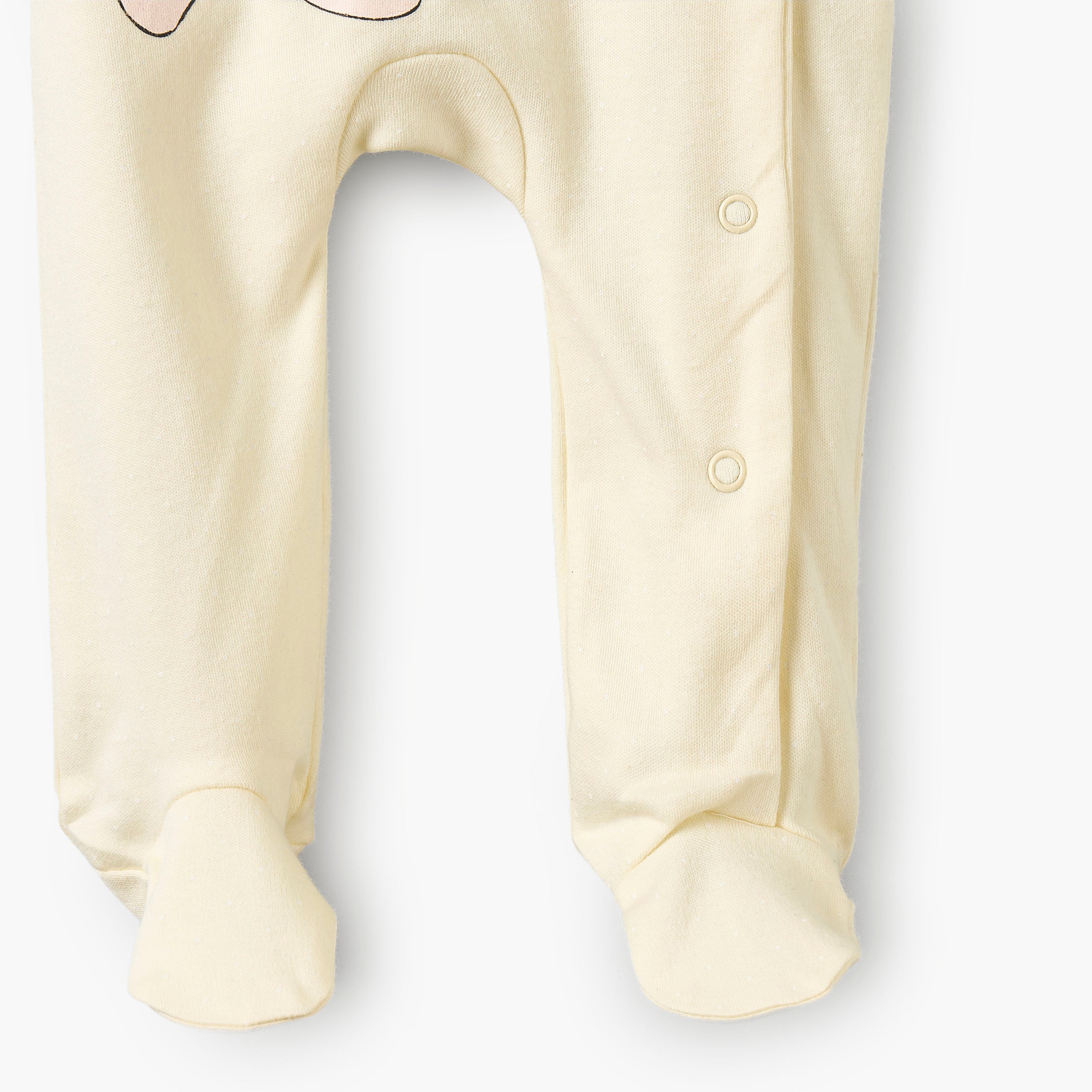 Disney Cotton Crew Neck Long Sleeves Sleepsuit with Minnie Mouse Print