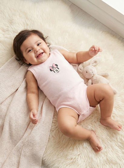 Pack of 2 Disney Cotton Crew Neck Sleeveless Bodysuit with Minnie Mouse Print-baby-girls-clothing-bodysuits-image-2