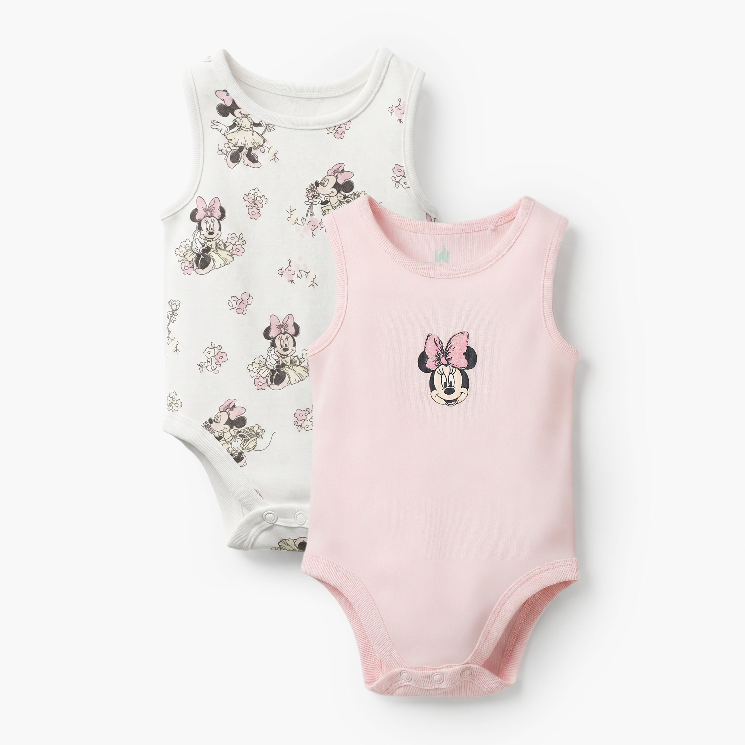 Disney Cotton Crew Neck Long Sleeves Sleepsuit with Minnie Mouse Print