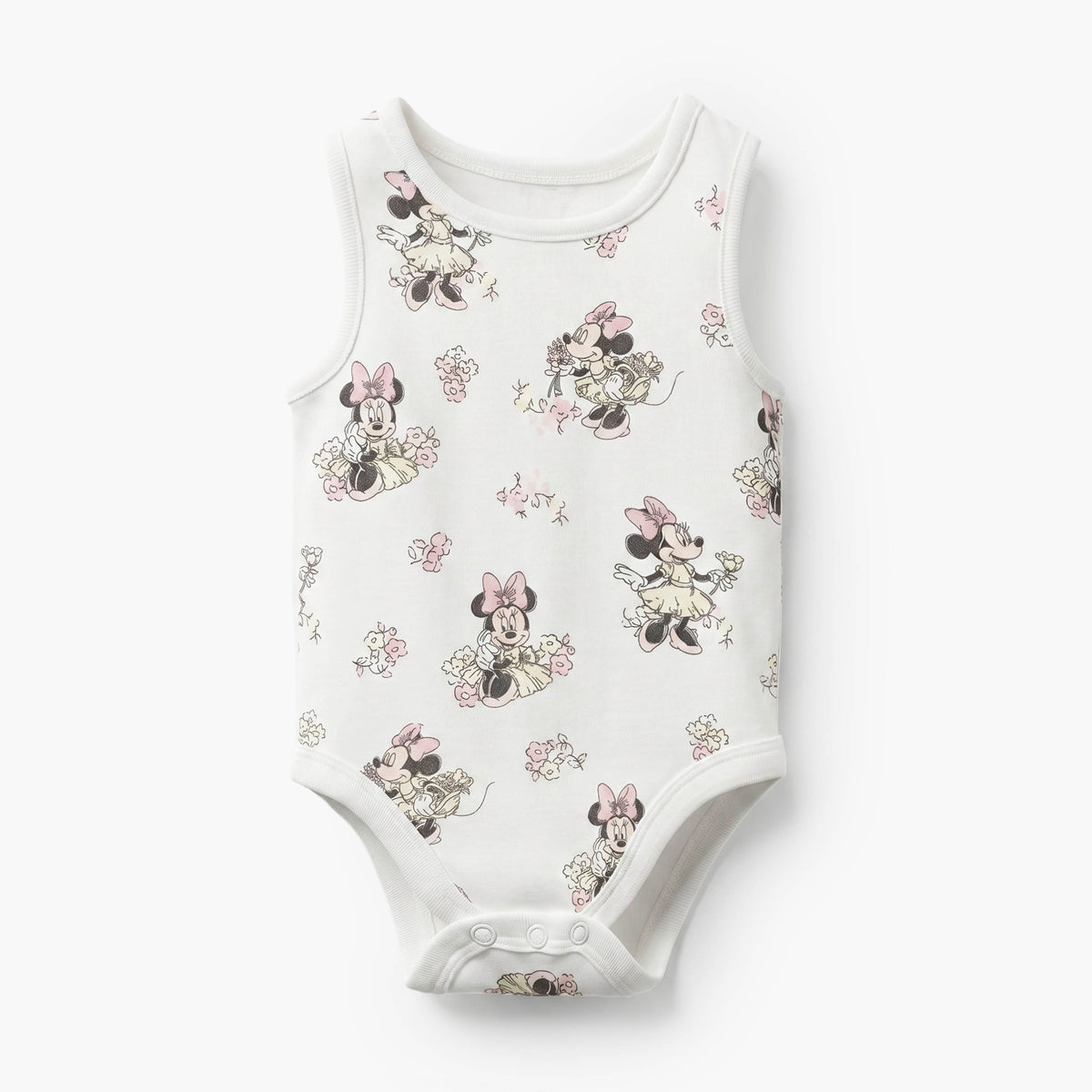 Pack of 2 Disney Cotton Crew Neck Sleeveless Bodysuit with Minnie Mouse Print