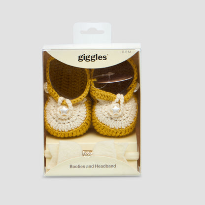 Giggles Girls Booties with Headband – Cotton – Set of 2