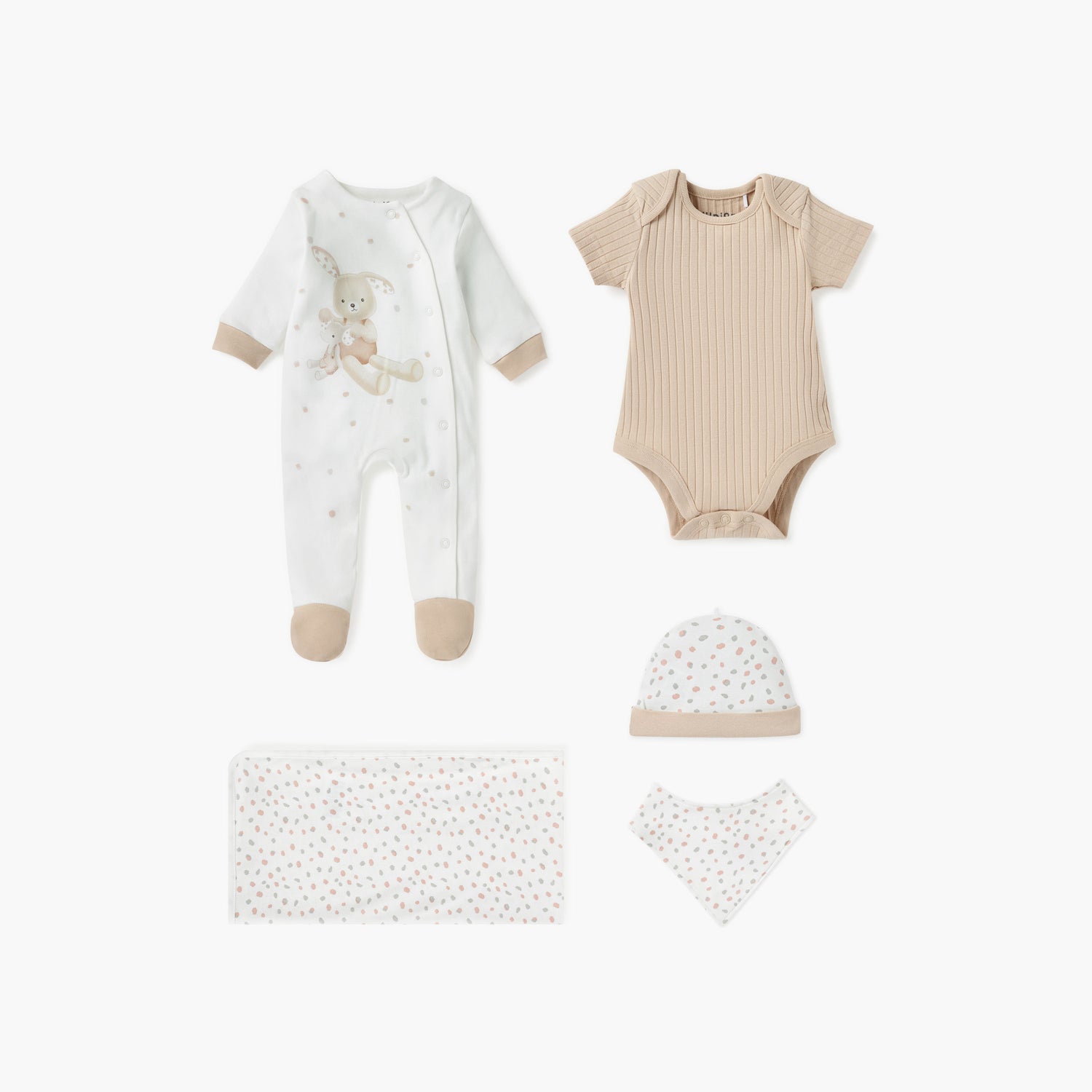 Juniors 5-Piece Printed Clothing Gift Set - Beige / 0-3 mths
