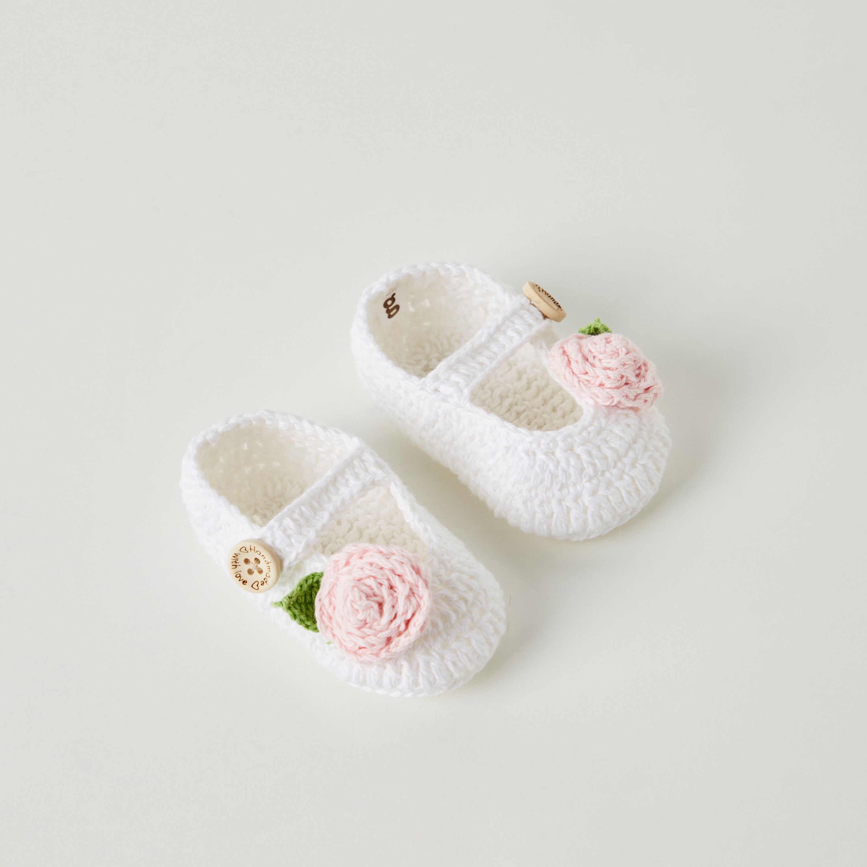 Giggles Floral Applique Knitted Booties and Headband Set