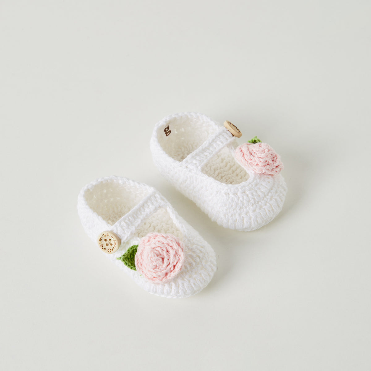Giggles Floral Applique Knitted Booties and Headband Set
