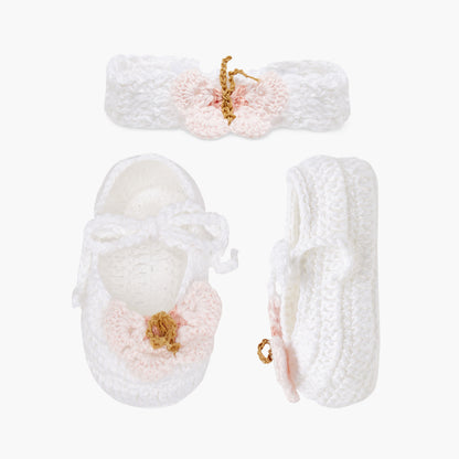Giggles Textured Booties and Headband Set