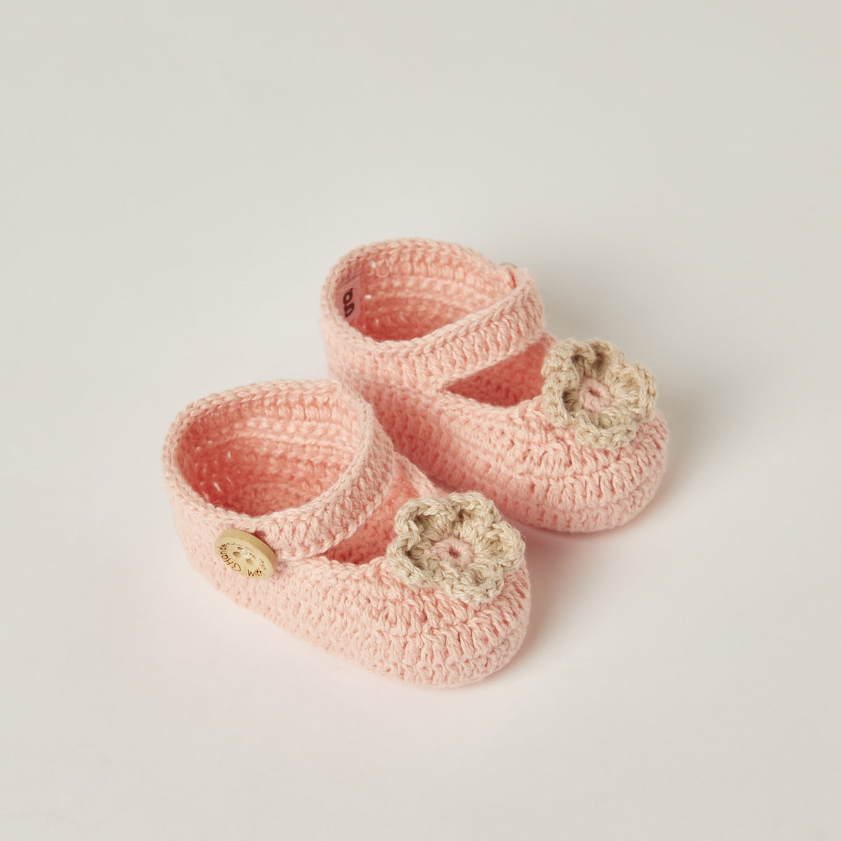 Giggles Crochet Textured Slip-on Booties with Button Detail