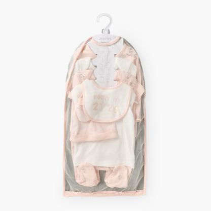 Set of 9 Juniors Clothing Gift Set with Bunny Print - Pink / 0-3 mths