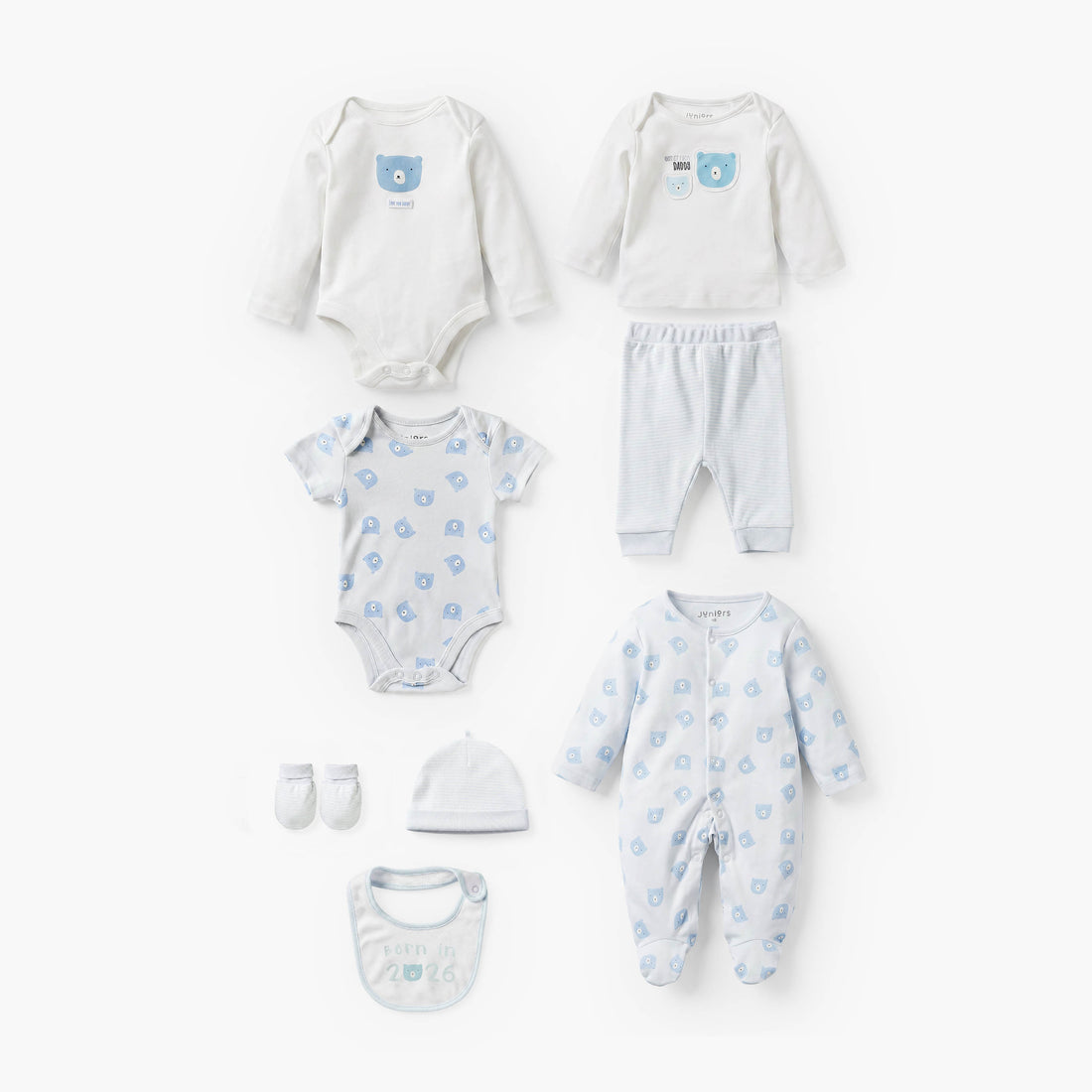 Set of 9 Juniors Clothing Gift Set with Bear Print
