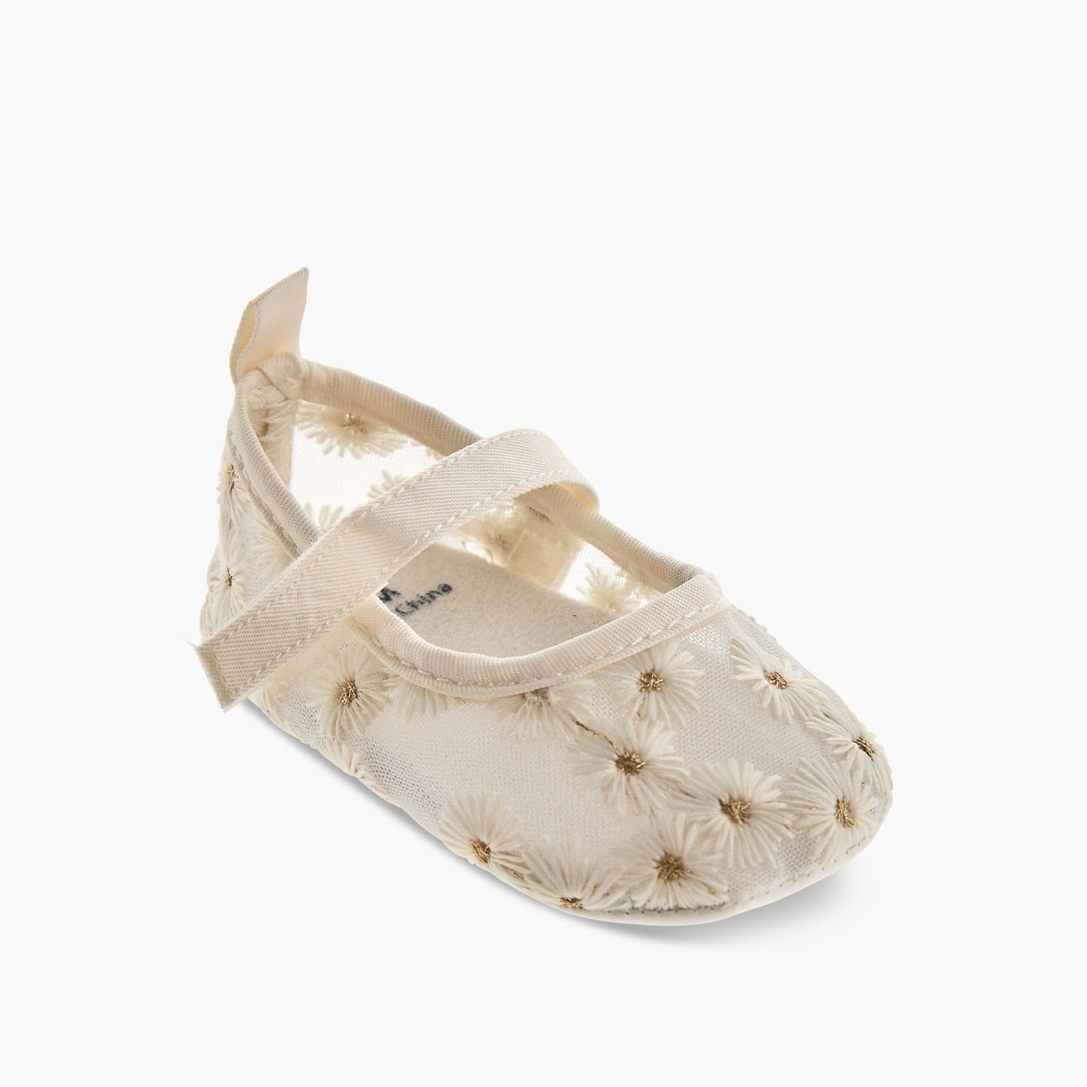 Giggles Shoes with Hook and Loop Closure, Floral Embroidered
