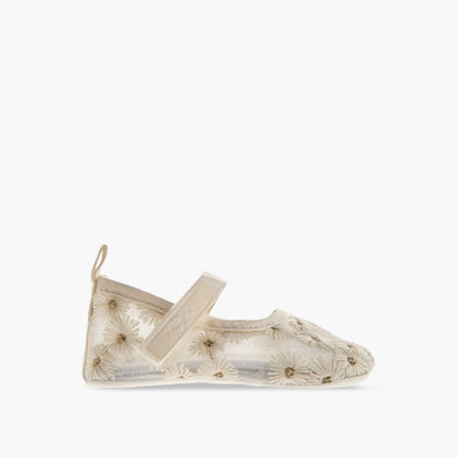 Giggles Shoes with Hook and Loop Closure, Floral Embroidered