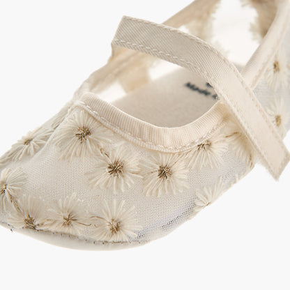 Giggles Shoes with Hook and Loop Closure, Floral Embroidered