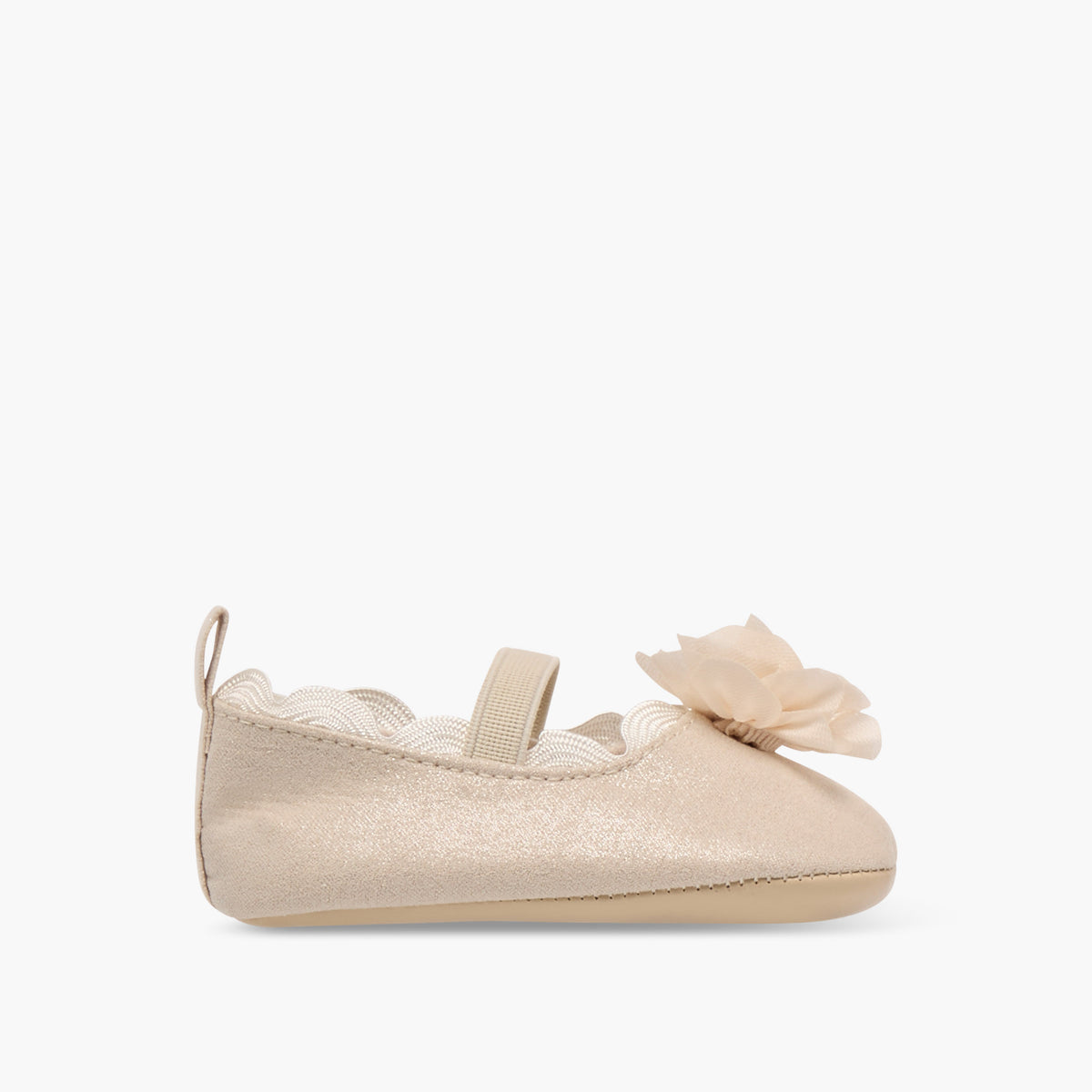 Giggles Floral Applique Booties with Elasticated Strap