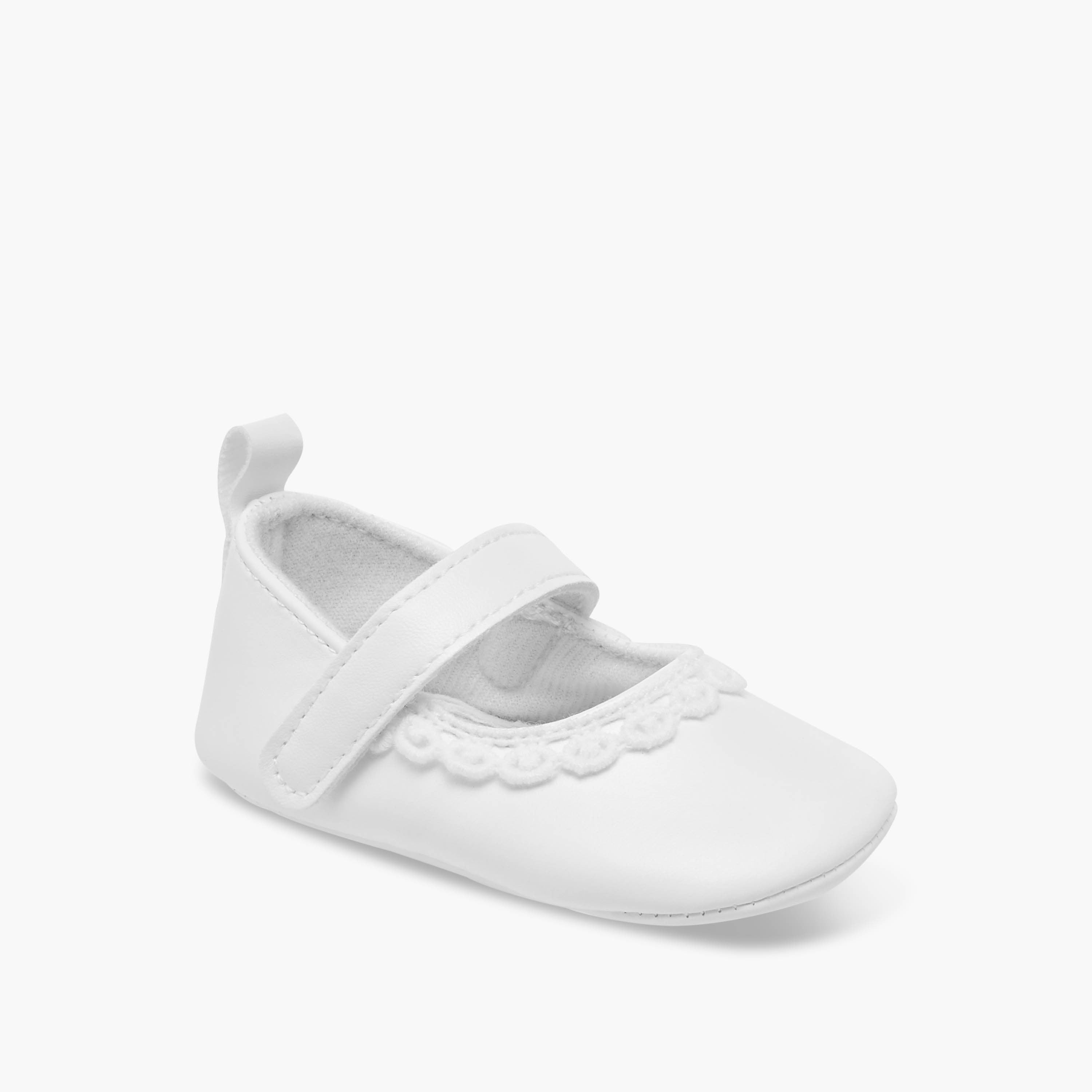 Juniors Lace Trim Booties with Hook and Loop Closure