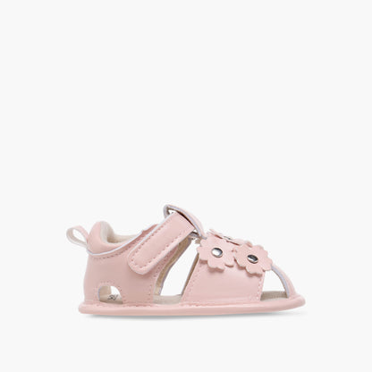 Juniors Floral Accent Booties with Hook and Loop Closure