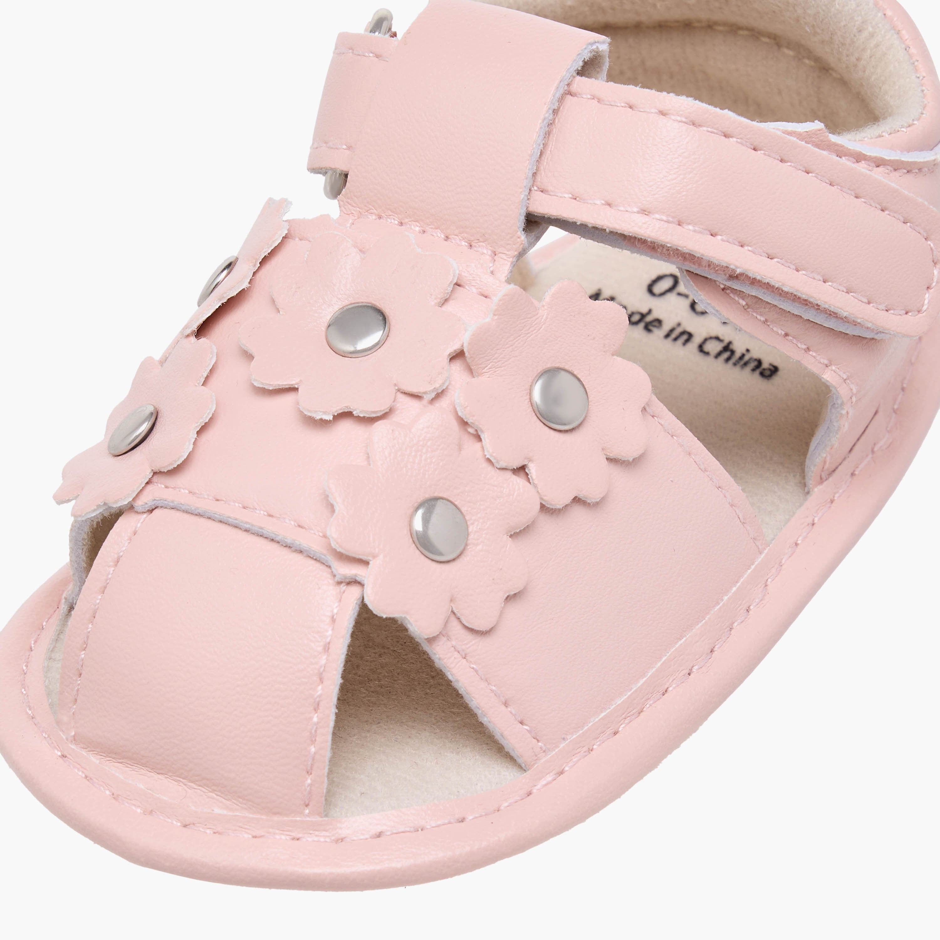 Juniors Floral Accent Booties with Hook and Loop Closure